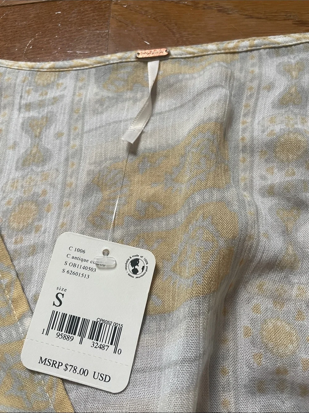 Free People Boho Blouse in Cream and Mustard
